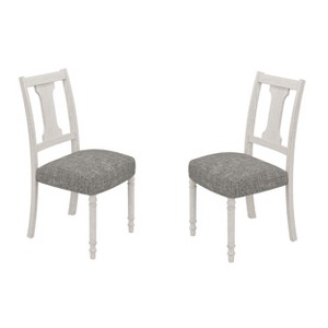 Set of 2 White and Gray Dining Side Chair - 1 of 4
