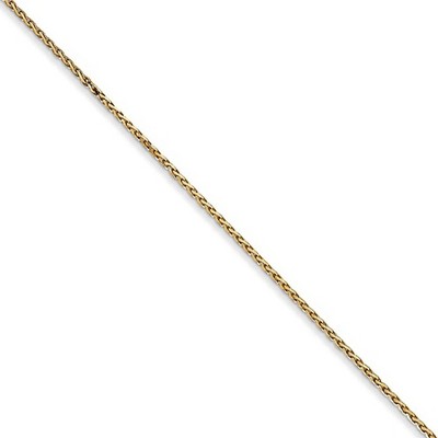 Black Bow Jewelry 0.8mm 14k Yellow Gold Diamond Cut Round Wheat Chain Necklace