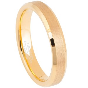 Jewelry Avalanche 4mm Beveled Gold IP Tungsten Carbide Men Women Wedding Band - 1 of 4