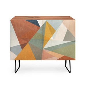 Little Arrow Design Co Modern Triangle Mosaic Credenza: Deny Designs Mid-Century Cabinet - 1 of 3
