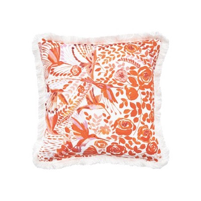 carol & frank 10" x 10" Hummingbird Floral Throw Pillow