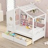 Merax Wooden House Bed with 2 Storage Drawers & Built-In Shelves - 3 of 4