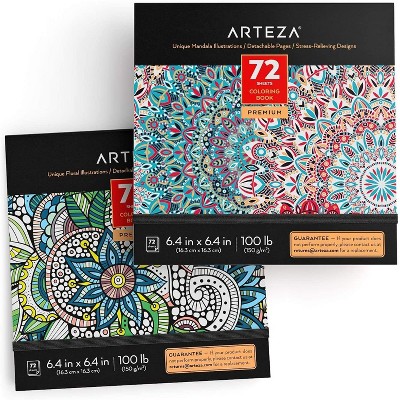 Arteza Adult Coloring Book, Ocean Illustrations, 6.4x6.4 - 72 Sheets :  Target