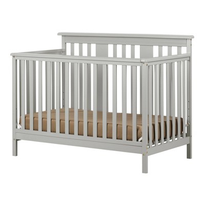 Soft Gray 2-in-1 Convertible Baby Crib with Toddler Rail