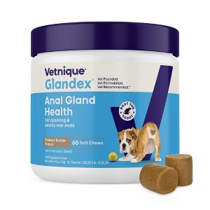 Vetnique Glandex Anal Gland Peanut Butter Flavor Soft Dog Chews - 16.9oz/60ct - 1 of 4