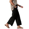 Womens Elastic Waist Tie Pocket Relaxed Fit Wide Leg Sweatpants Long Pants - 3 of 4