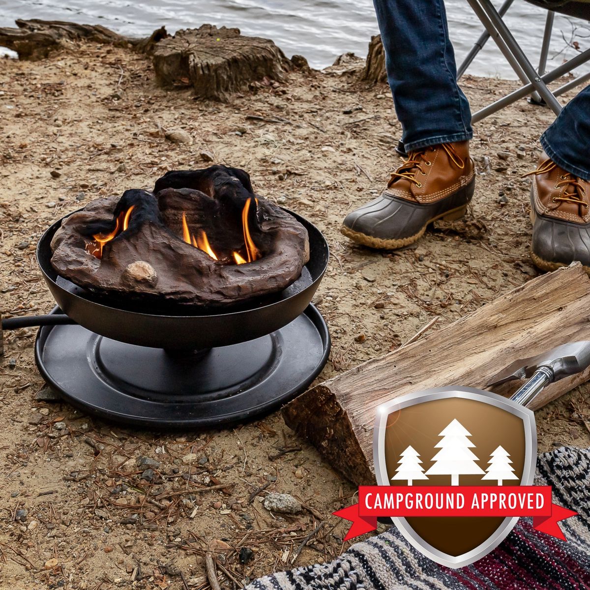 Camco 58031 Little Red Campfire Compact Outdoor Portable Tabletop Propane Heater Fire Pit Bowl for Camping, Tailgating, and Patios, 11.25 Inch - thumbnail 3