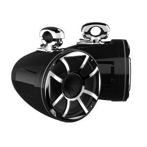 Wet Sounds REV 12 HD 12" Horn Loaded Compression Driver Tower Speakers with XS Grills & Stainless MINI Swivel Clamps, 400 Watts RMS, Black, Pair - 1 of 4