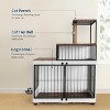 Acekool Dog Crate Furniture with Cat Tower & Shelving, 2-in-1 Wooden Pet Cage, Multi-Level Play, Side Table, Adjustable Bowls - 2 of 4
