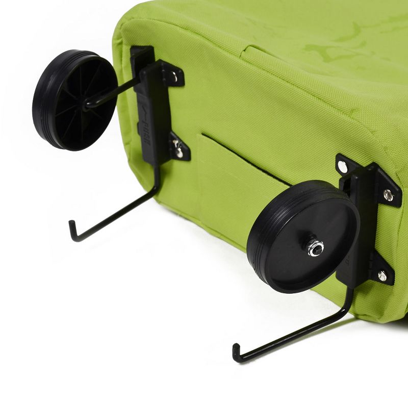 PiccoCasa Portable Handy Foldable Bag Wheel Cart Shopping Polyester Plastic Utility Storage Carts 11"x7.1"x22.8" Green 1 Pc, 3 of 8