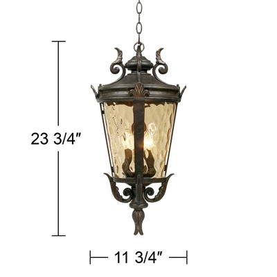 Bronze Finish Outdoor Pendant Light with Champagne Glass