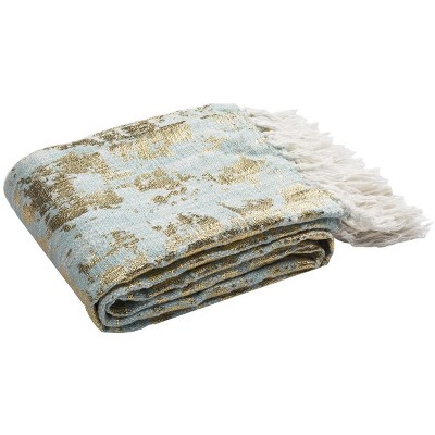 Gemma Metallic Throw Blanket - THR857 - Blue/Gold - 50" x 70" - Safavieh