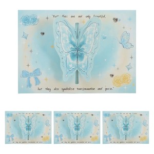 Unique Bargains Greeting Cards Butterfly Pattern for All Occasion 4 Pcs - 1 of 4