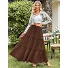 Women's Boho Beach Maxi Skirt - High Waist Flowy Pleated & Ruffle Long Skirt with Pockets Brown - 2 of 4
