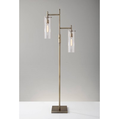 Dalton Antique Brass Floor Lamp with Edison Bulbs