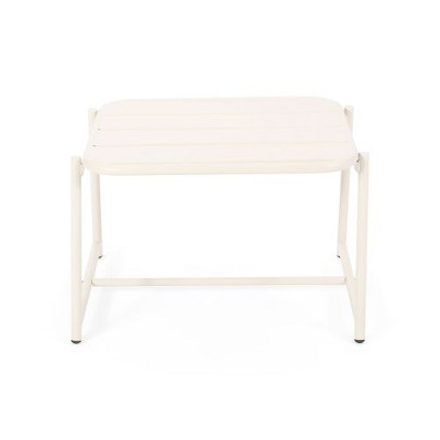 Modern Metal White Outdoor End Table, Matte-Finished Patio Side Table for Outside, 20.5" Wide Rectangle Patio End Table -Christopher Knight Home