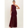 Pinkblush Dark Burgundy Ruched Mesh One Shoulder Maternity Maxi Dress - 2 of 4