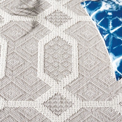 Gray Geometric 9' x 12' Stain-Resistant Synthetic Area Rug