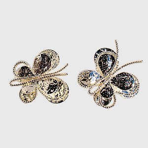 Anna-Kaci Women's Butterfly Stud Earrings - Intricate Textured Statement Earrings - 1 of 4