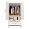 ORRD 60" Metal Wardrobe Cabinet with Drawer, Hanging Rod & Shelf – White - 3 of 4