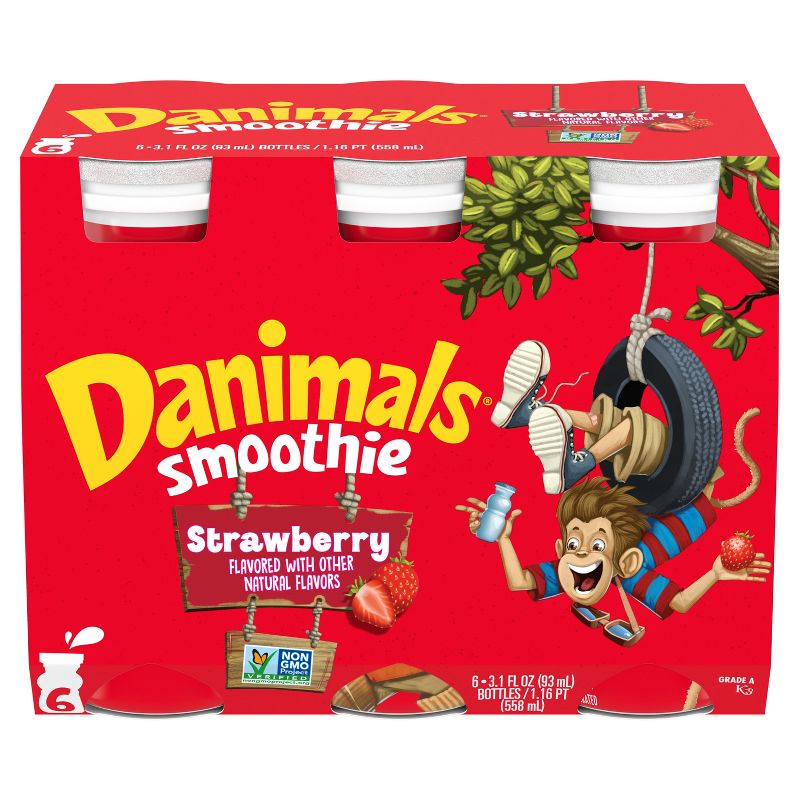 Danimals Strawberry Kids&#39; Smoothies - 6ct/3.1 fl oz Bottles, 3 of 23