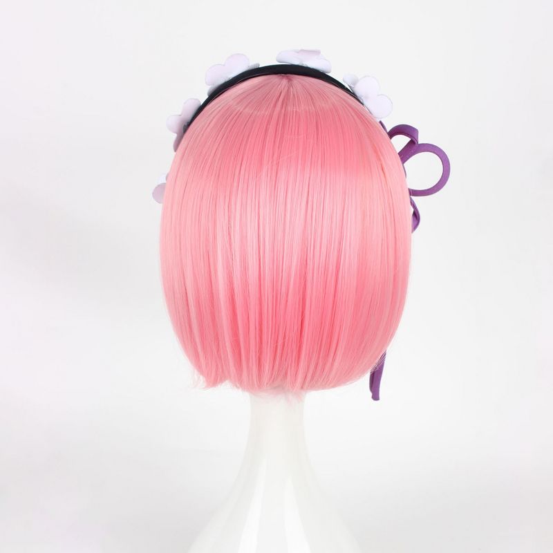 Unique Bargains Women's Wigs 14" Pink with Wig Cap Straight Hair, 4 of 7