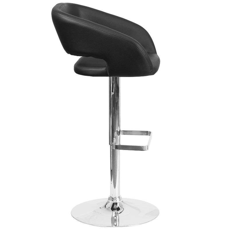 Merrick Lane Modern Bar Stool Rounded Mid-Back Stool With Height Adjustable Swivel Seat, 4 of 22