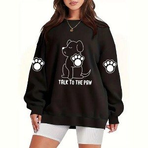 Coolmee Womens Casual Sweatshirt Long Sleeve Crew Neck Cute Pullover Dogs Print Casual Fit Winter Tops - 1 of 3