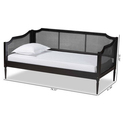 Twin Charcoal Wood and Synthetic Rattan Daybed with Slats