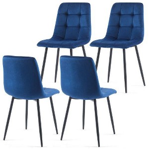 Kumasinova Set of 2 Velvet Upholstered Dining Chairs, Armless Ergonomic Kitchen Chairs with Clean Lines, Mid Century Modern Dining Room Chairs - 1 of 4