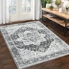 Washable Vintage Rug Non Slip Low Pile Rug Soft Retro Medallion Distressed Throw Floor Cover Foldable Indoor Carpet for Living Room Bedroom Playroom - 4 of 4