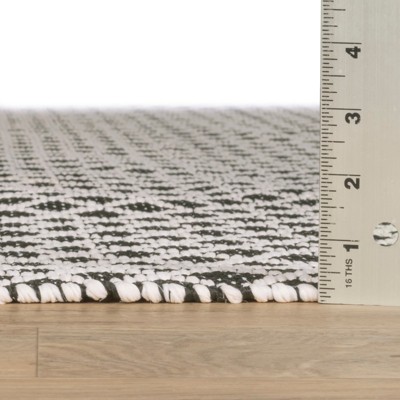 Black Geometric Synthetic Rectangular Indoor/Outdoor Rug, 6' x 9'