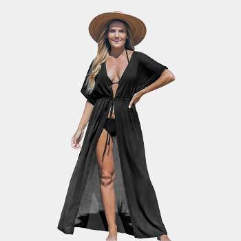 Women's Lace Up Front Longline Hem Maxi Cover Up - Cupshe