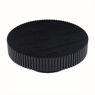 VYNXARIA Black Nesting Round Coffee Tables - 35.43 Inch Modern Living Room Accent