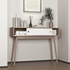 NicBex Console Table with 2 White Sliding Doors,Entryway Table with Handle Free Design,Modern Couch Table for Living Room,Natural - 4 of 4