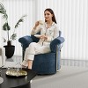 360° Swivel Boucle Barrel Chair, Upholstered Armchair with Gold Metal Legs, Comfortable Round Accent Chair for Living Room - Koiai - 3 of 4