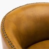 Okak Fine Modern Faux Leather 360° Swivel Chair Accent Chair with Soft Cushion Barrel Sofa Armchair with Round Base for Lounge Bedroom, Camel - 3 of 4