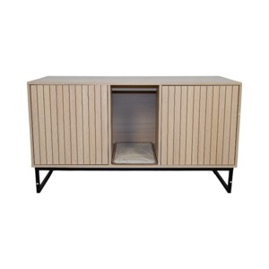 24" Cat Litter Box Furniture Enclosure with Scratch Pad,Modern Hidden Cat House Cabinet,Durable Design for Indoor Use – LAOTIES - 1 of 4