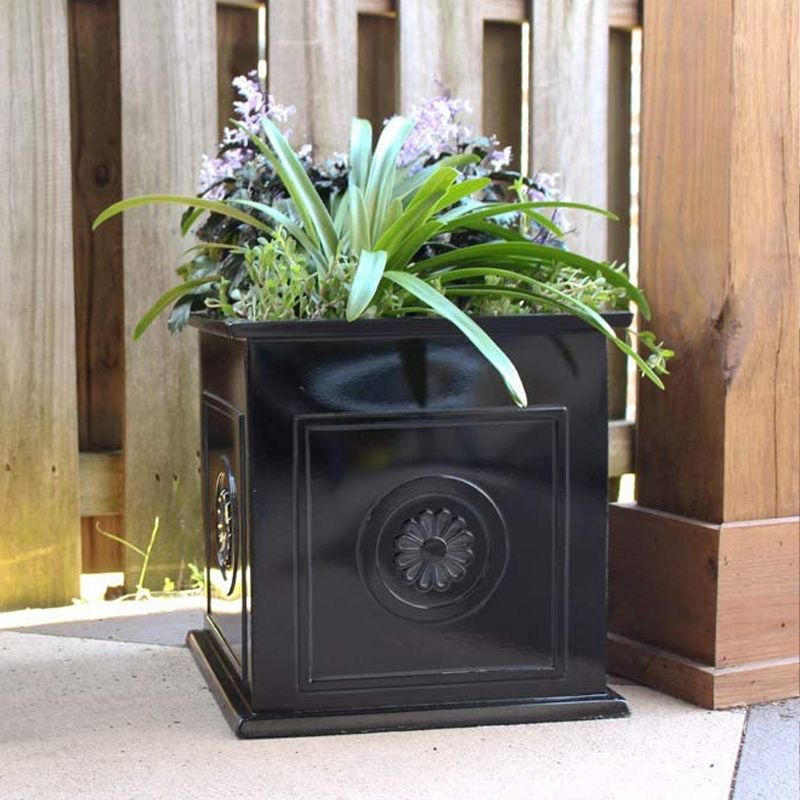 Southern Patio CMX-042426 Colony 16 Inch Square Resin Ceramic Indoor Outdoor Garden Box Planter Pot for Flowers, Herbs, Vegetables, and Plants, Black, 4 of 7