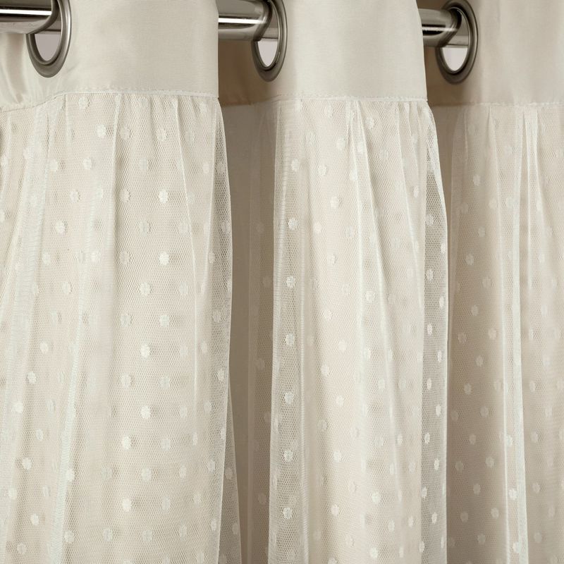 Home Boutique Cottage Polka Dot Sheer Window Curtain Panels Including Tieback Neutral 38X84 Set, 1 of 2