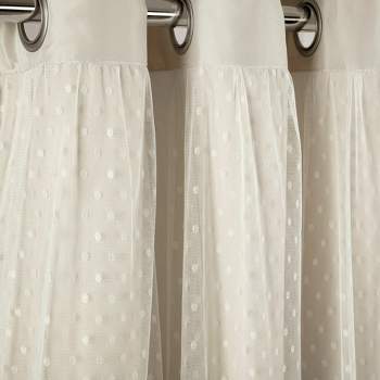 Home Boutique Cottage Polka Dot Sheer Window Curtain Panel Including Tieback Neutral Single 38X84