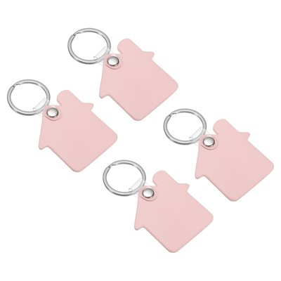 Unique Bargains PU Leather Keychain Blanks with Key Rings for DIY Laser Engraving 4 Pcs