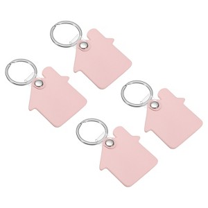 Unique Bargains PU Leather Keychain Blanks with Key Rings for DIY Laser Engraving 4 Pcs - 1 of 4