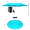 Patio Umbrella, 15' Steel Rectangular Outdoor Double Sided Market Umbrella with Base, Sun Protection & Easy Crank - 3 of 4
