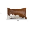 HomeRoots 12" X 20" Brown and White Cowhide Throw Pillow - 3 of 4