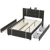 Okak Queen Platform Bed Frame with LED Lights USB Charger & 2 Drawers No Box Spring Needed Upholstered Bed with Gold Decoration & Trundle - 4 of 4