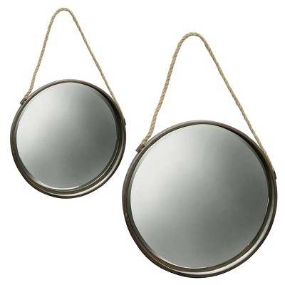 Set of 2 Metal Jasper Farmhouse Wall Mirrors Oil Bronze - StyleCraft