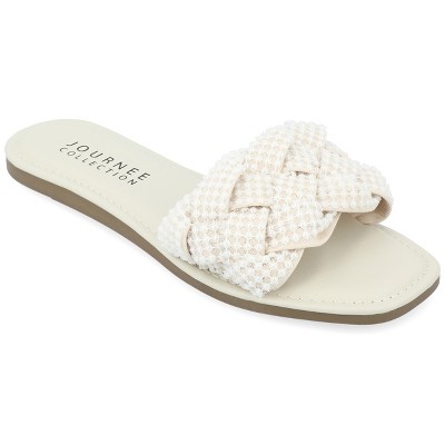 Journee Collection Womens Railley Slip On Slide Flat Sandals