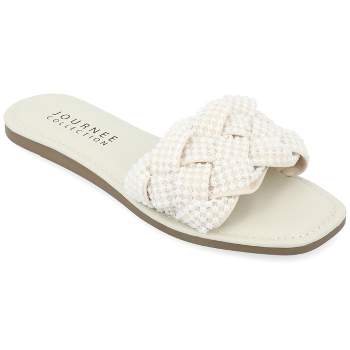 Journee Collection Womens Railley Tru Comfort Foam Slip On Slide Flat Sandals