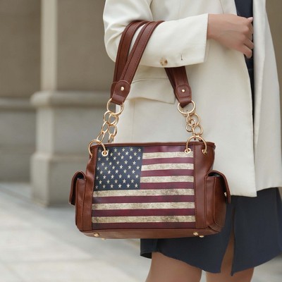 MKF Collection Alaina Vegan Leather Women’s Flag Shoulder Bag by Mia K - Taupe — фото 3